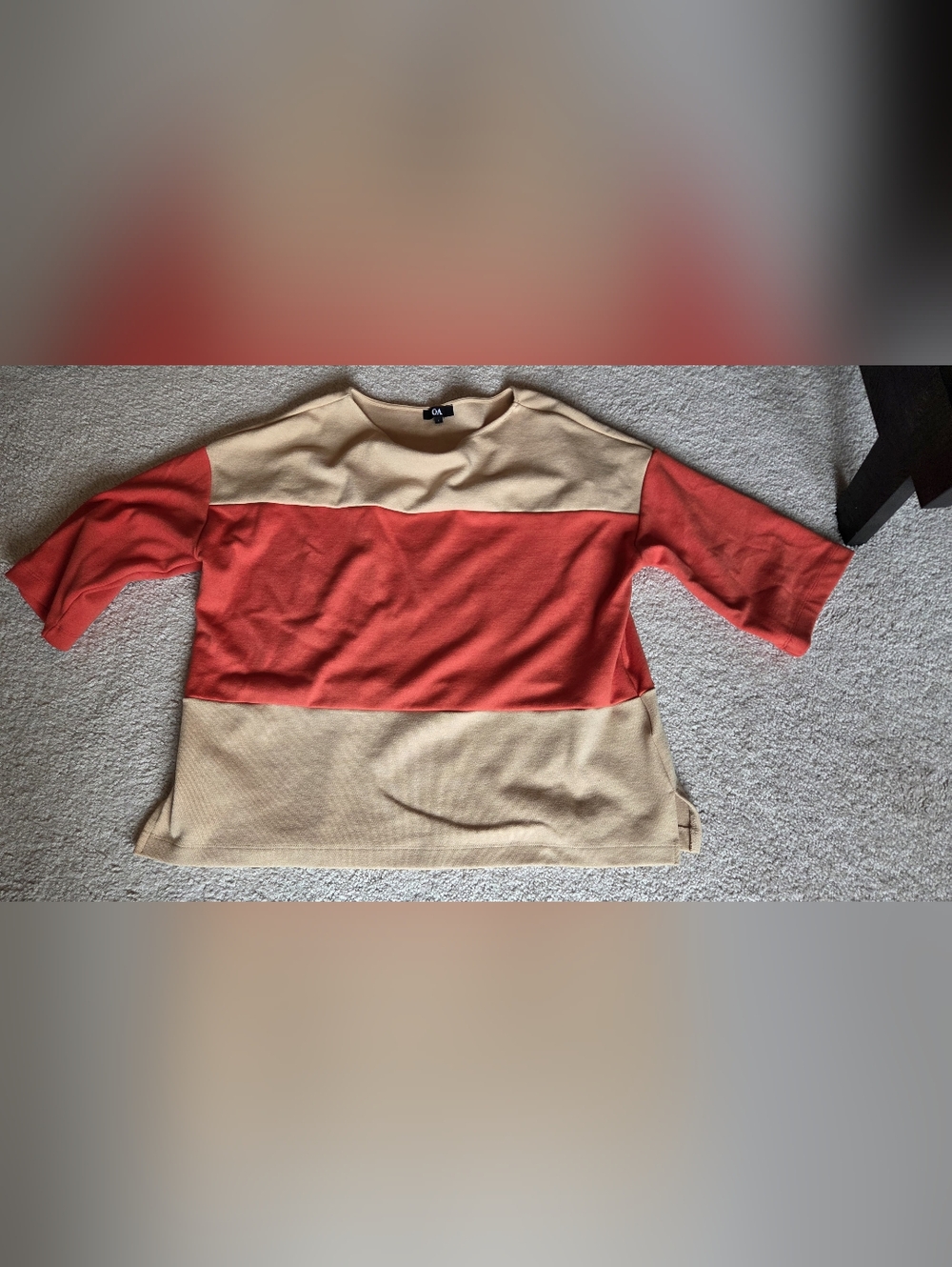 Boxy Colorblock Top in Coral and Beige